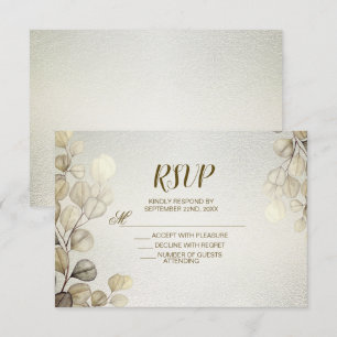 Cartons Réponse Aquarelle Or Eucalyptus Foliage Mariage brillant