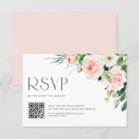 Aquarelle Pastel Garden Flowers Mariage QR Code