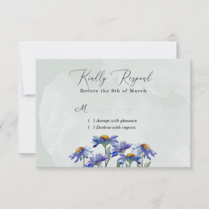 Cartons Réponse Aquarelle Purple Daisy Rustique Sage Green Événeme