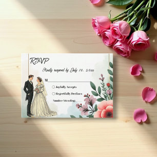 Cartons Réponse Aquarelle romantique Floral Bride Et Mariage de ch