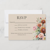 Aquarelle Rouille Orange Sage Vert Floral Mariage