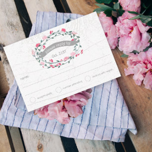 Cartons Réponse Aquarelle Rustique Floral Garland Folk Art Mariage