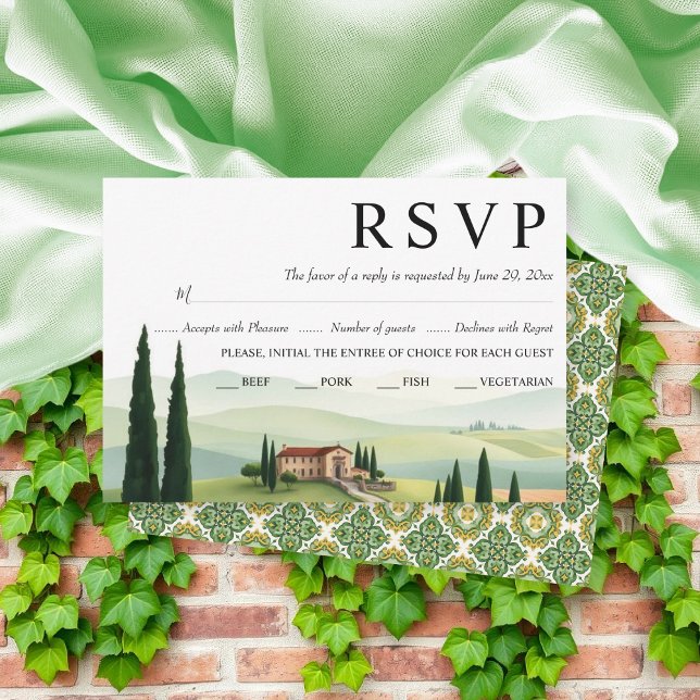 Cartons Réponse Aquarelle Toscane Italie destination mariage (Créateur téléchargé)