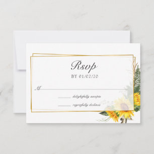 Cartons Réponse Aquarelle tournesol Rustique Mariage géométrique