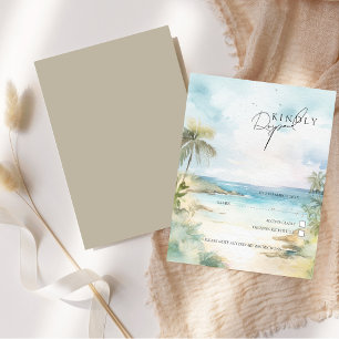 Cartons Réponse Aquarelle Tropical Beach Palm Trees Mariage