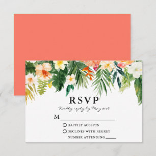 Cartons Réponse Aquarelle Tropical Coral Floral