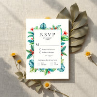 Aquarelle Tropical Greenery Cadre Jardin Mariage