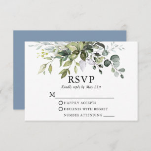 Cartons Réponse Aquarelle Vert Mariage Dusty Blue