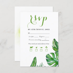 Cartons Réponse Aquarelle verte tropicale Feuilles Monstera