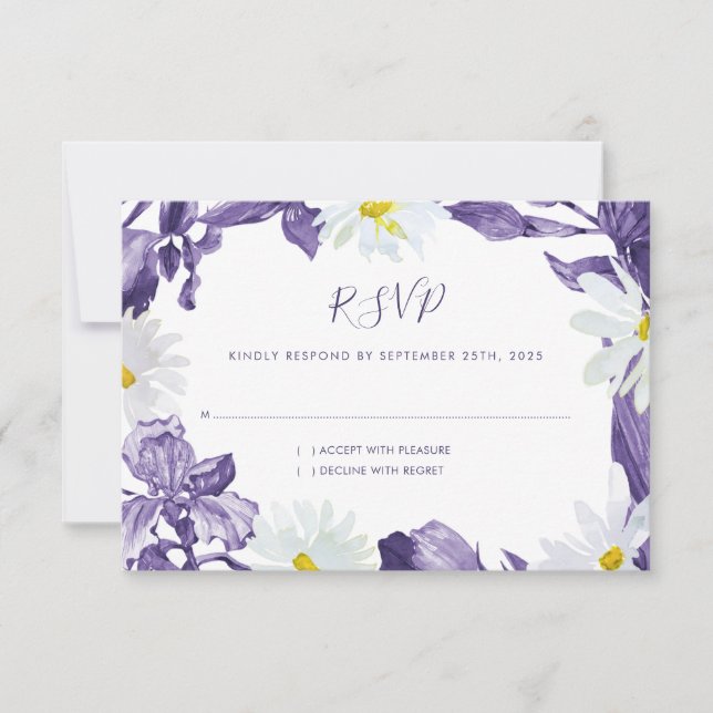 Cartons Réponse Aquarelle violet Iris blanc marguerite Botanique (Devant)