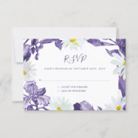 Aquarelle violet Iris blanc marguerite Botanique