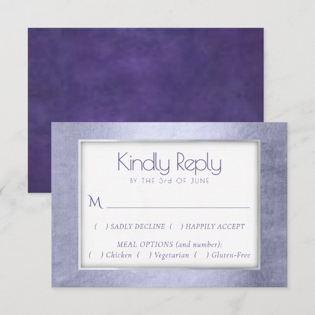Cartons Réponse Aquarelle violette | Lavender Violet Entree Choix (Devant / Derrière)