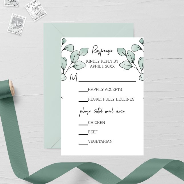 Cartons Réponse Aquarelle Whimsical Eucalyptus Mariage (Créateur téléchargé)