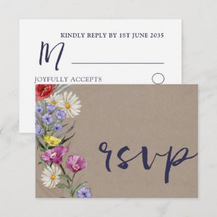 Cartons Réponse Aquarelle Whimsical Fleur Wild Mariage Kraft