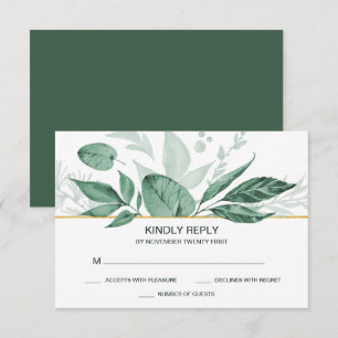 Cartons Réponse Aquarelle Wild Feuilles Hunter Mariage vert
