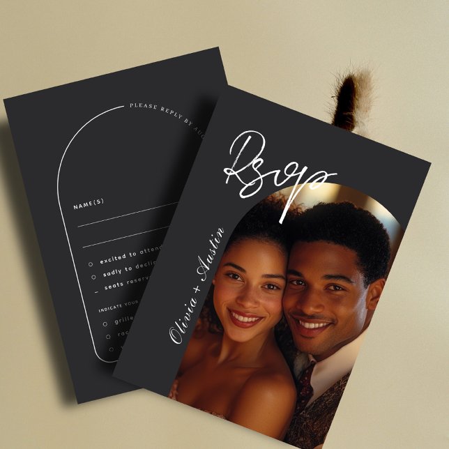 Cartons Réponse Arc moderniste photo élégant Mariage unique (Créateur téléchargé)
