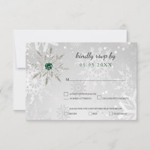 Cartons Réponse argent Emerald Green Flacons de neige mariage d'hi