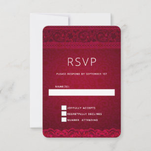 Cartons Réponse Arrière - plan rouge élégant et élégant Mariage él
