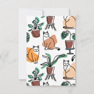 Cartons Réponse Art de trait dessin chats et fleurs