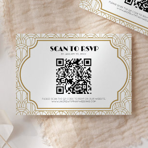 Cartons Réponse Art Déco Gatsby 1920 Mariage White Gold QR Code