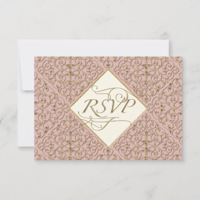 Cartons Réponse Art Déco Nouveau Dentelle Damas Golden Calligraphi (Devant)