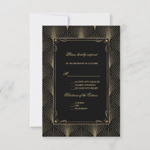 Cartons Réponse Art Déco vintage Grand Gatsby Mariage