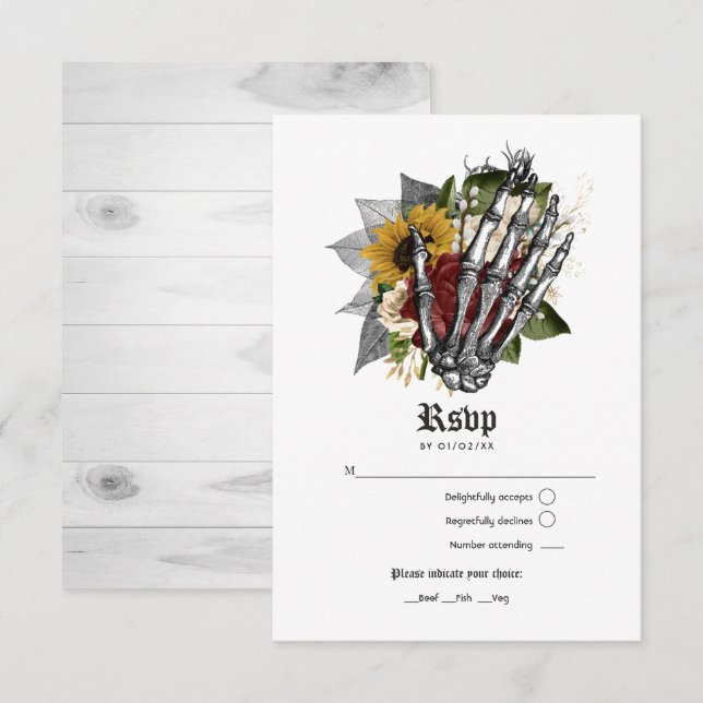 Cartons Réponse Automne Automne Rustique Floral Mariage gothique (Devant / Derrière)