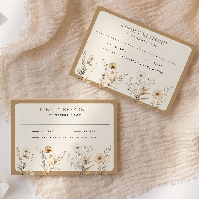 Cartons Réponse Automne Boho Fleur sauvage Mariage (Créateur téléchargé)