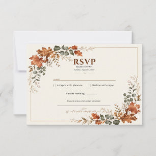 Cartons Réponse Automne Élégant Feuille Rustique Mariage Intempore