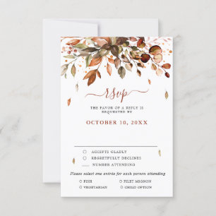 Cartons Réponse Automne Feuilles Russe Mariage campagnard voiture 