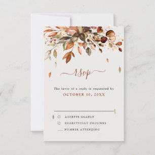Cartons Réponse Automne Feuilles Russe Pays Boho Mariage