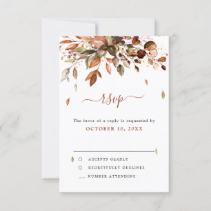 Cartons Réponse Automne Feuilles Russe Pays Boho Mariage RSV