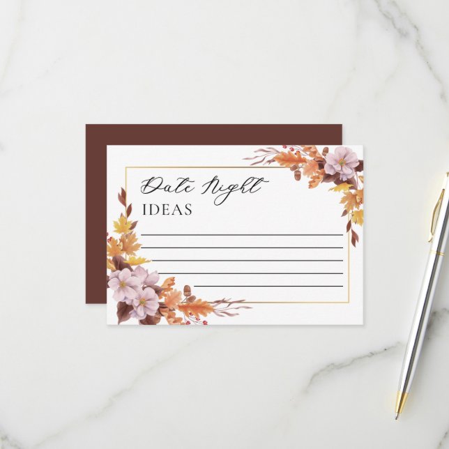 Cartons Réponse Automne Mariage Floral Date Nuit Idées (Devant/Arrière en situation)