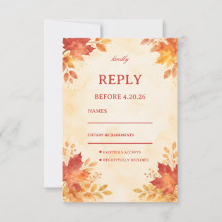 Cartons Réponse Autumn Watercolor Leaves Guest
