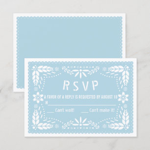 Cartons Réponse Baby bleu papel floral baby shower picado
