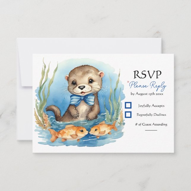 Cartons Réponse Baby shower bébé Otter Boy (Devant)