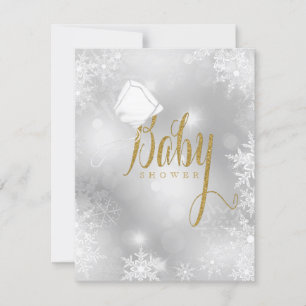 Cartons Réponse Baby Shower Flocon de Neige Doré