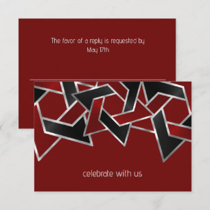 Cartons Réponse Bar Mitzvah Argent rouge étoile noire de David