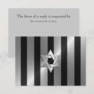 Cartons Réponse Bar Mitzvah Black & Silver Star de bande de David