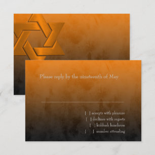 Cartons Réponse Bar Mitzvah Étoile de David Orange Ombrée Élégante