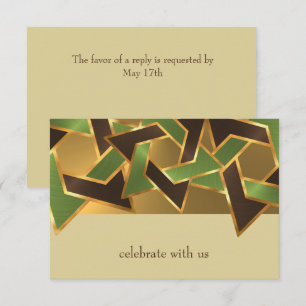 Cartons Réponse Bar Mitzvah Gold Green Brown Star of David