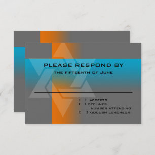 Cartons Réponse Bar Mitzvah Orange et Turquoise sur n'importe quel