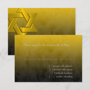 Cartons Réponse Bar Mitzvah Stylish Yellow Star of David Ombre