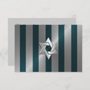 Cartons Réponse Bar Mitzvah Turquoise et Silver Stripe Star de Dav