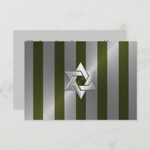 Cartons Réponse Barre Mitzvah Moss Green et Silver Stripe