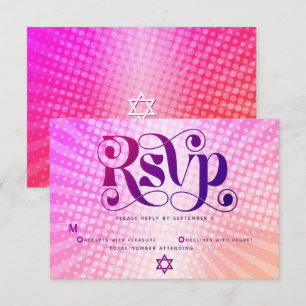 Cartons Réponse Bat mitzvah Gras Rétro Boho rose orange dégradé