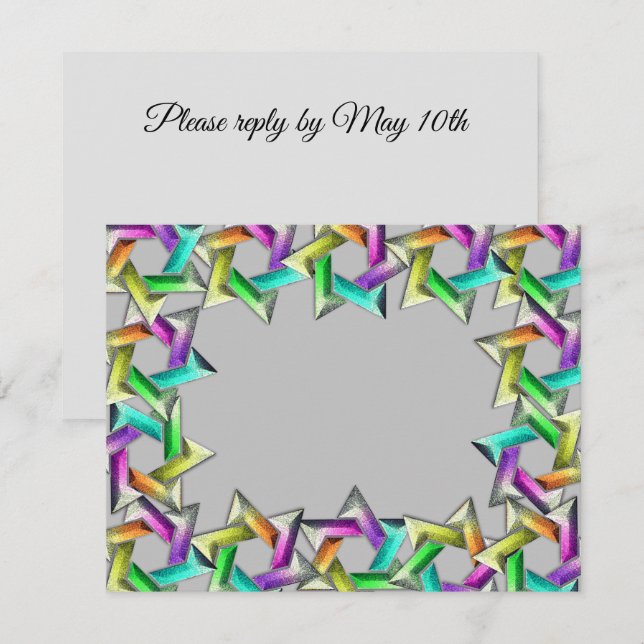 Cartons Réponse Bat mitzvah Rainbow Star N'importe quelle couleur  (Devant / Derrière)