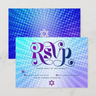 Cartons Réponse Bat mitzvah Retro Boho bleu pourpre dégradé gras