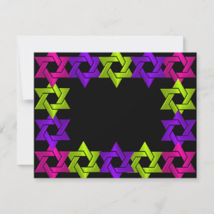 Cartons Réponse Bat mitzvah rose vert violet étoile N'importe quel