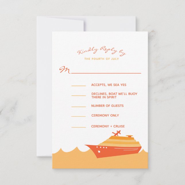 Cartons Réponse Bateau de croisière mariage Orange (Devant)